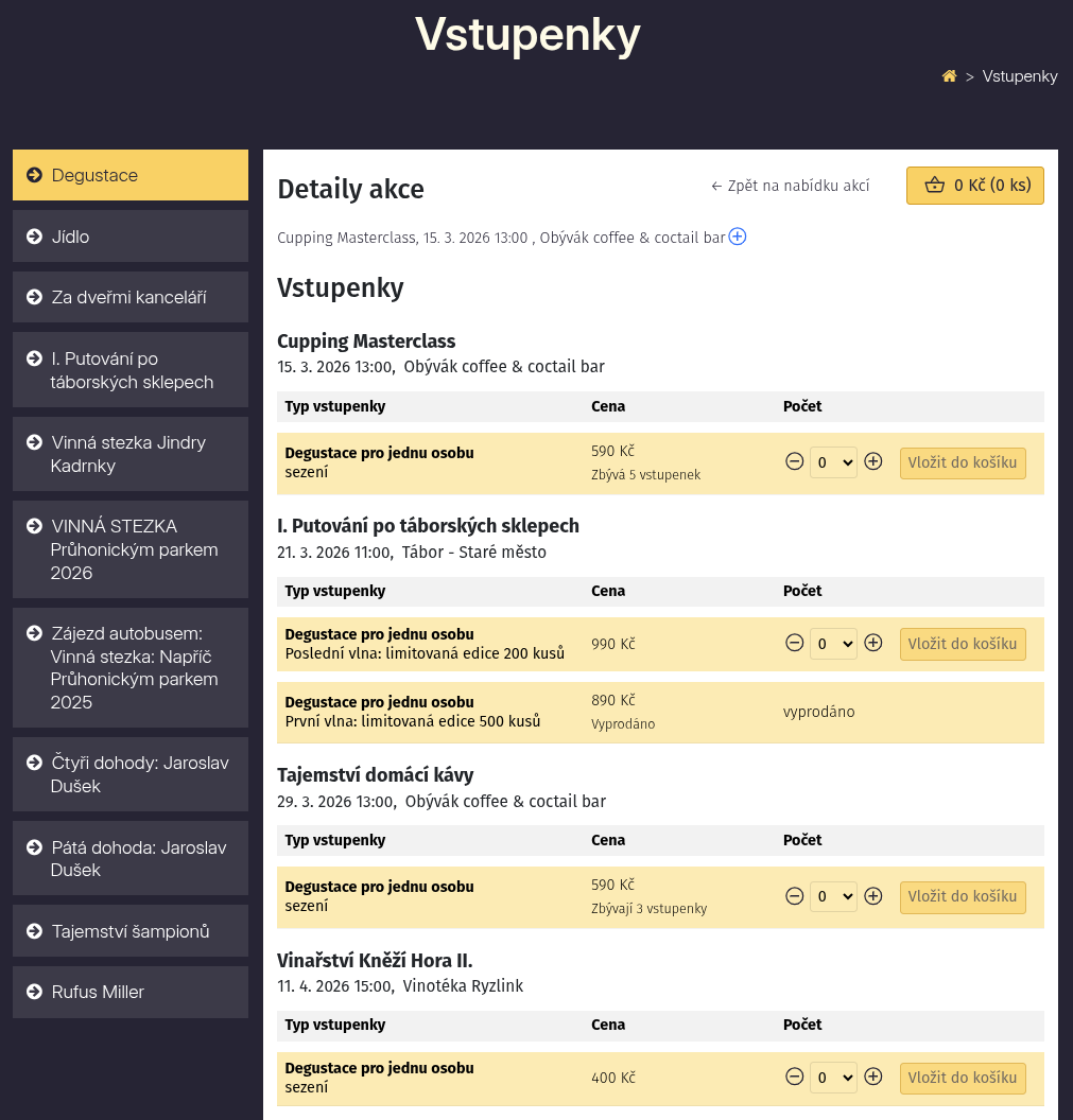 E-shop Festival vína - prodej vstupenek s BZUCO