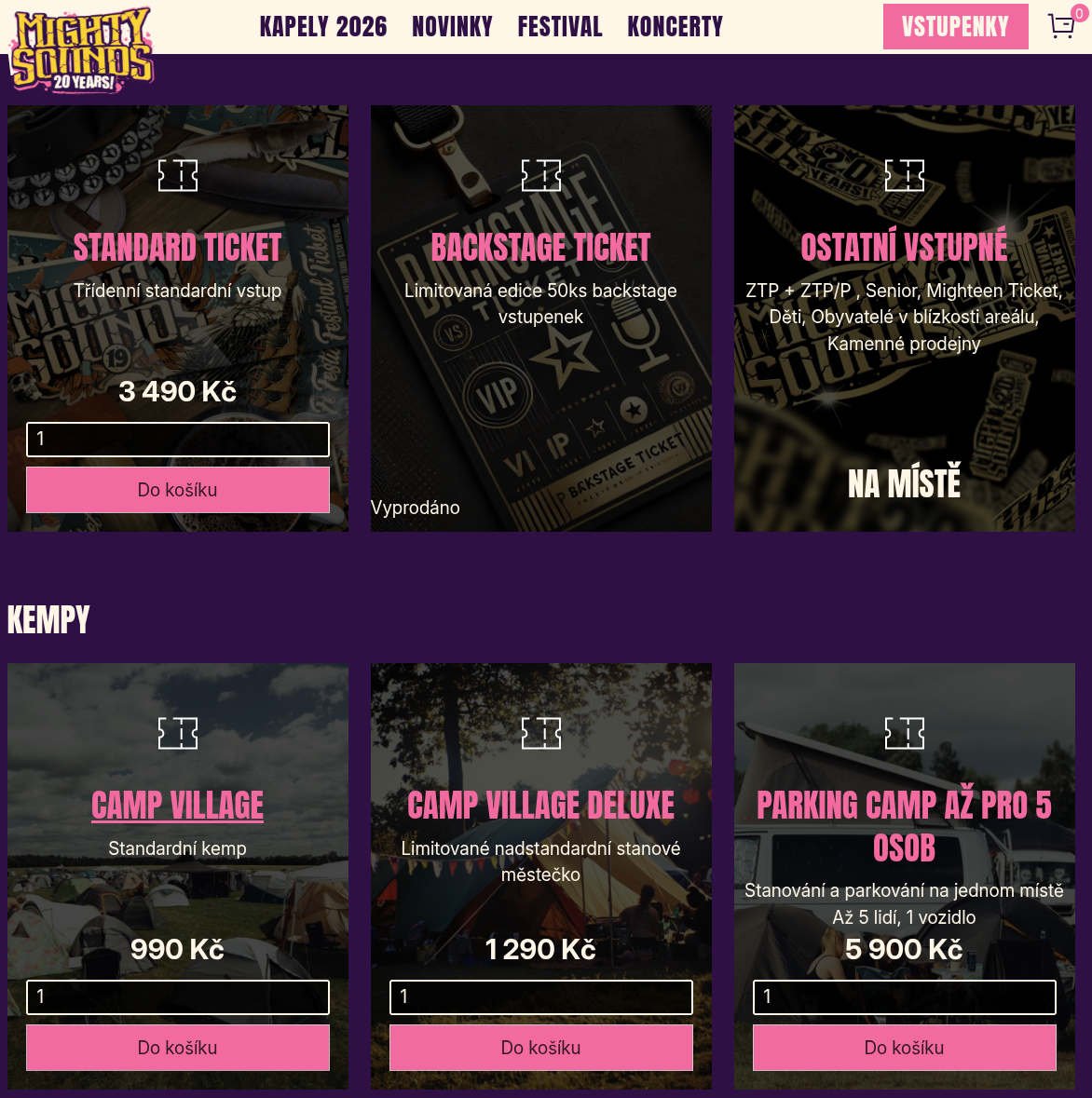 E-shop Mighty Sounds - prodej vstupenek s BZUCO